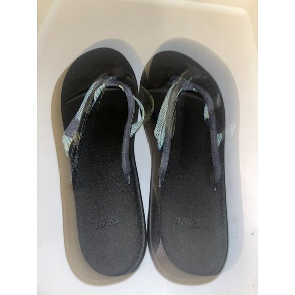 Teva Azure 2 Blue Chevron Flip Flop Thong Sandals (1015128) Women's 8 - Picture 8 of 10